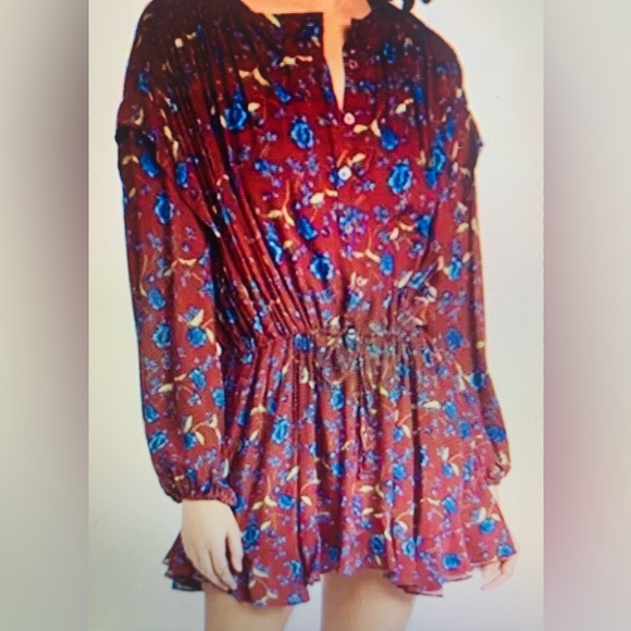Free People Red Floral Mini Dress - Picture 1 of 10